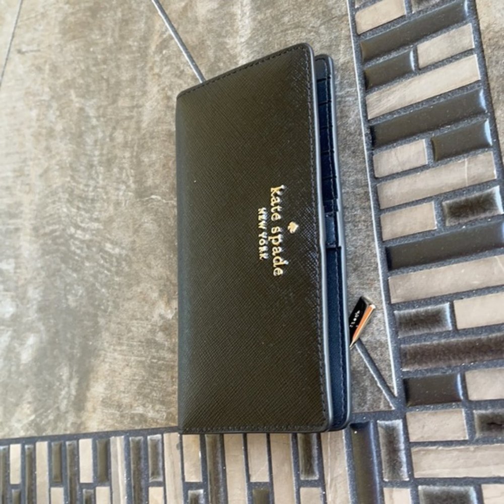 Kate Spade Staci Large Slim Bifold Wallet Black - Picture 3 of 16